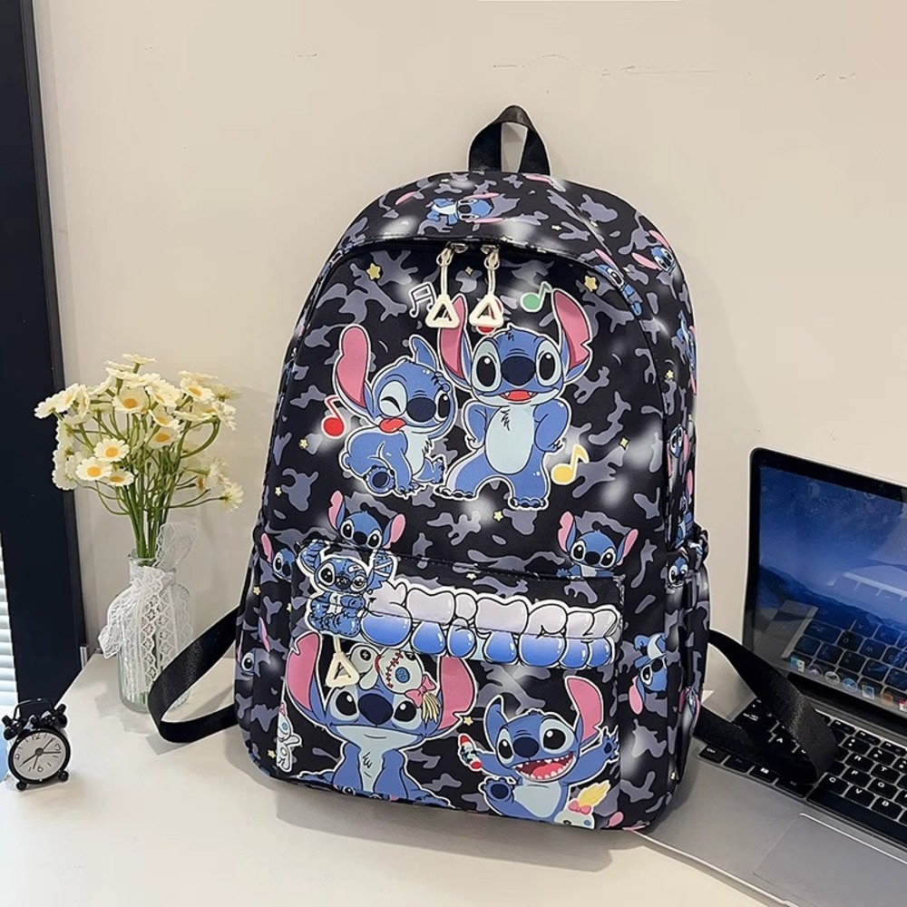 17" Black‎ Stitch Backpack Kids School Bag Cartoon Character Print Bookbag New